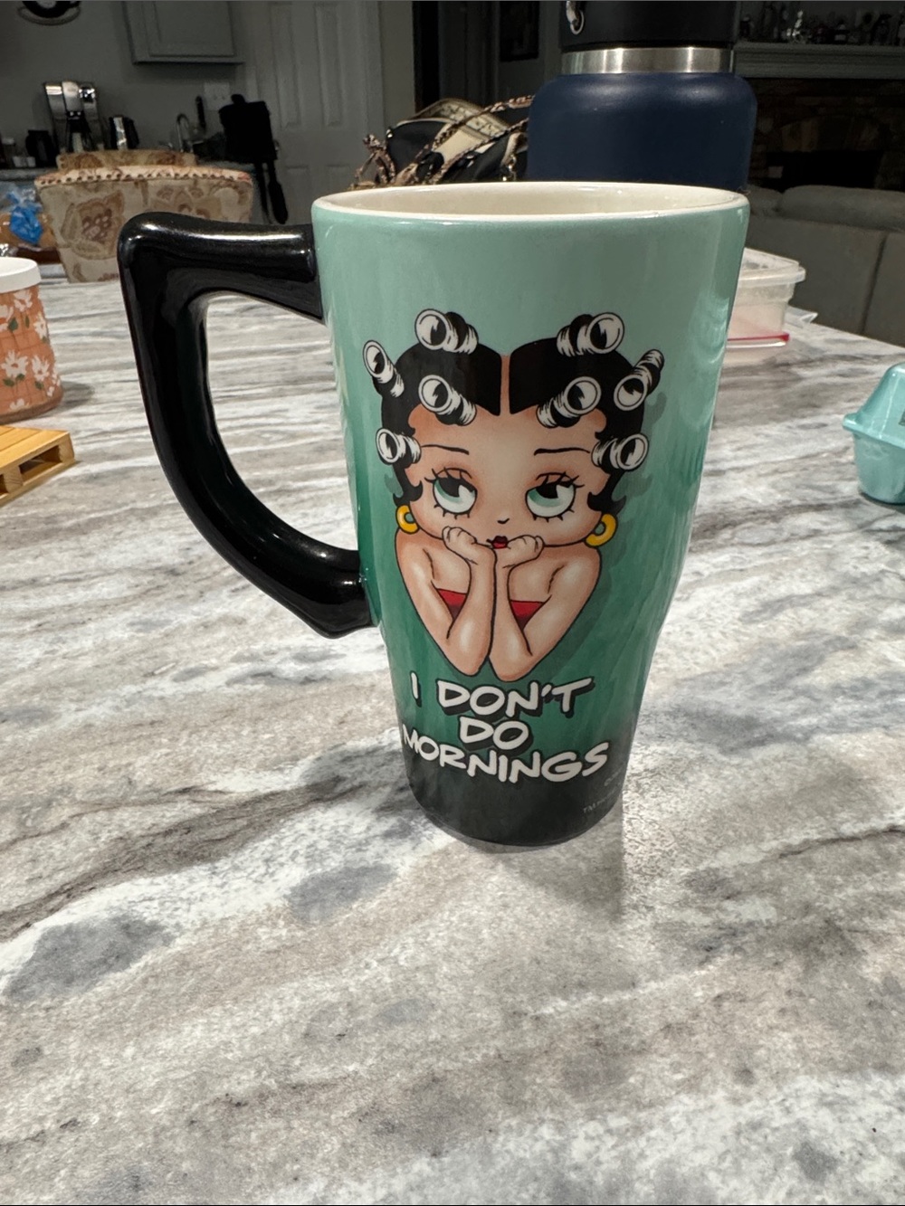 Betty Boop Mint Green and Black Tall Ceramic Mug with Graphic